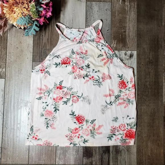 Flora by Flora Nikrooz Sleeveless Floral Blouse Keyhole Back Size Large - Picture 6 of 15